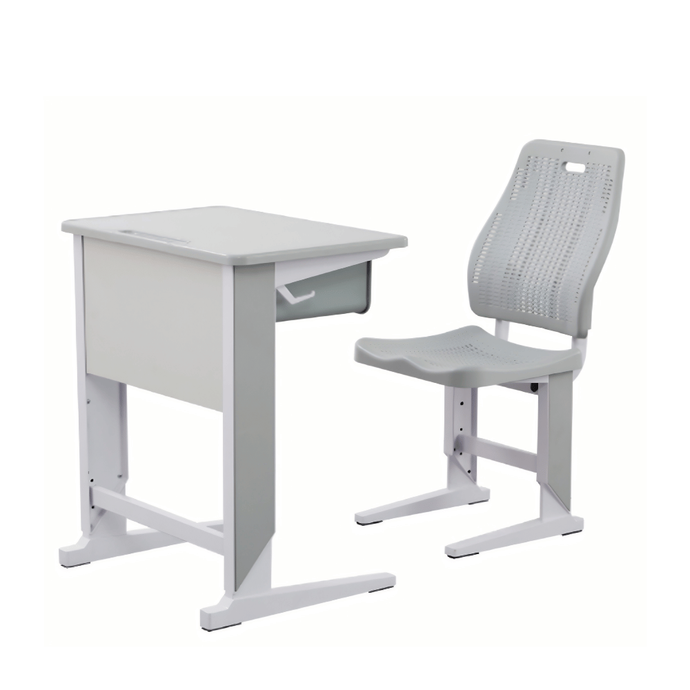 Cuboid Metal Frame School Desk and Chair Set
