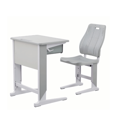 Cuboid Metal Frame School Desk and Chair Set