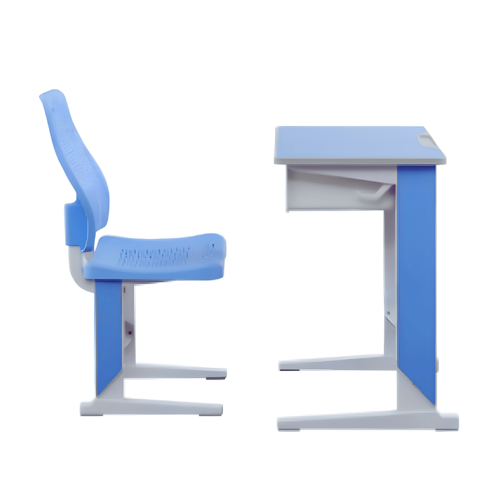 Cuboid Metal Frame School Desk and Chair Set