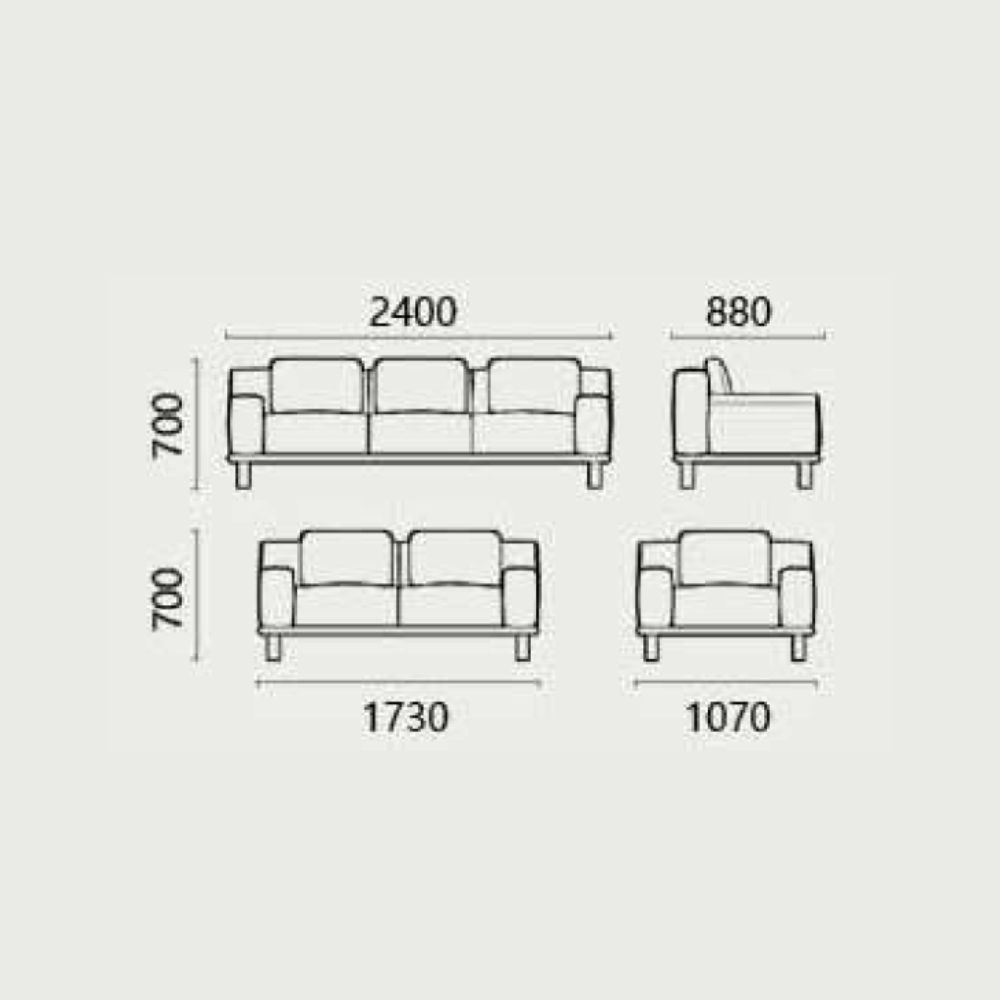 Daintree Three Seater Leather Office Commercial Lounge Sofa