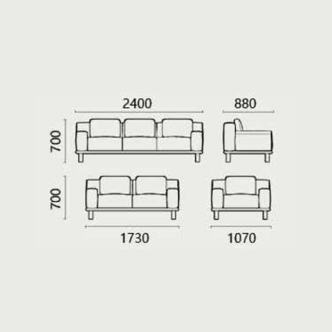 Daintree Three Seater Leather Office Commercial Lounge Sofa