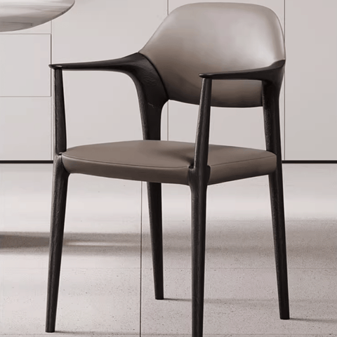 Dave Leather Upholstered Solid Wood Dining Armchair
