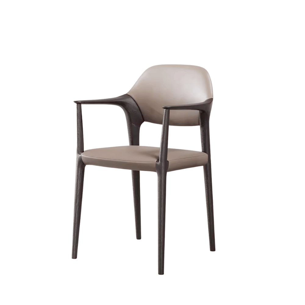 Dave Leather Upholstered Solid Wood Dining Armchair