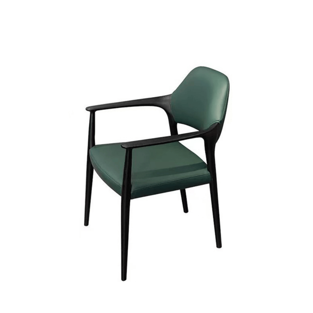 Dave Leather Upholstered Solid Wood Dining Armchair
