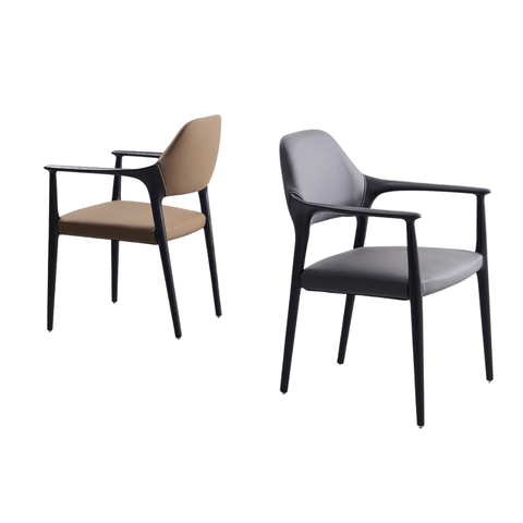 Dave Leather Upholstered Solid Wood Dining Armchair