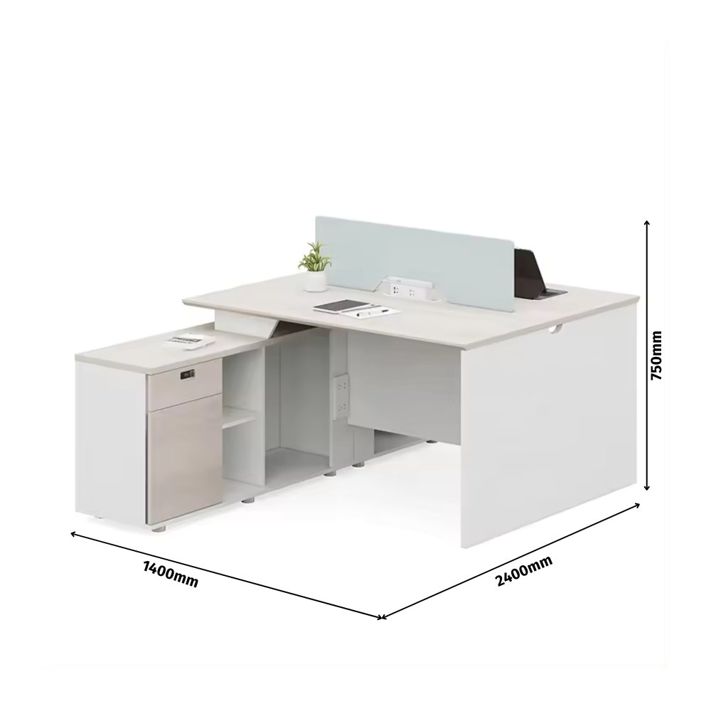 Dawn-C Office Desk Workbench with Extra Long Side Table Storage Cabinet - Gavisco Premium Office Furniture