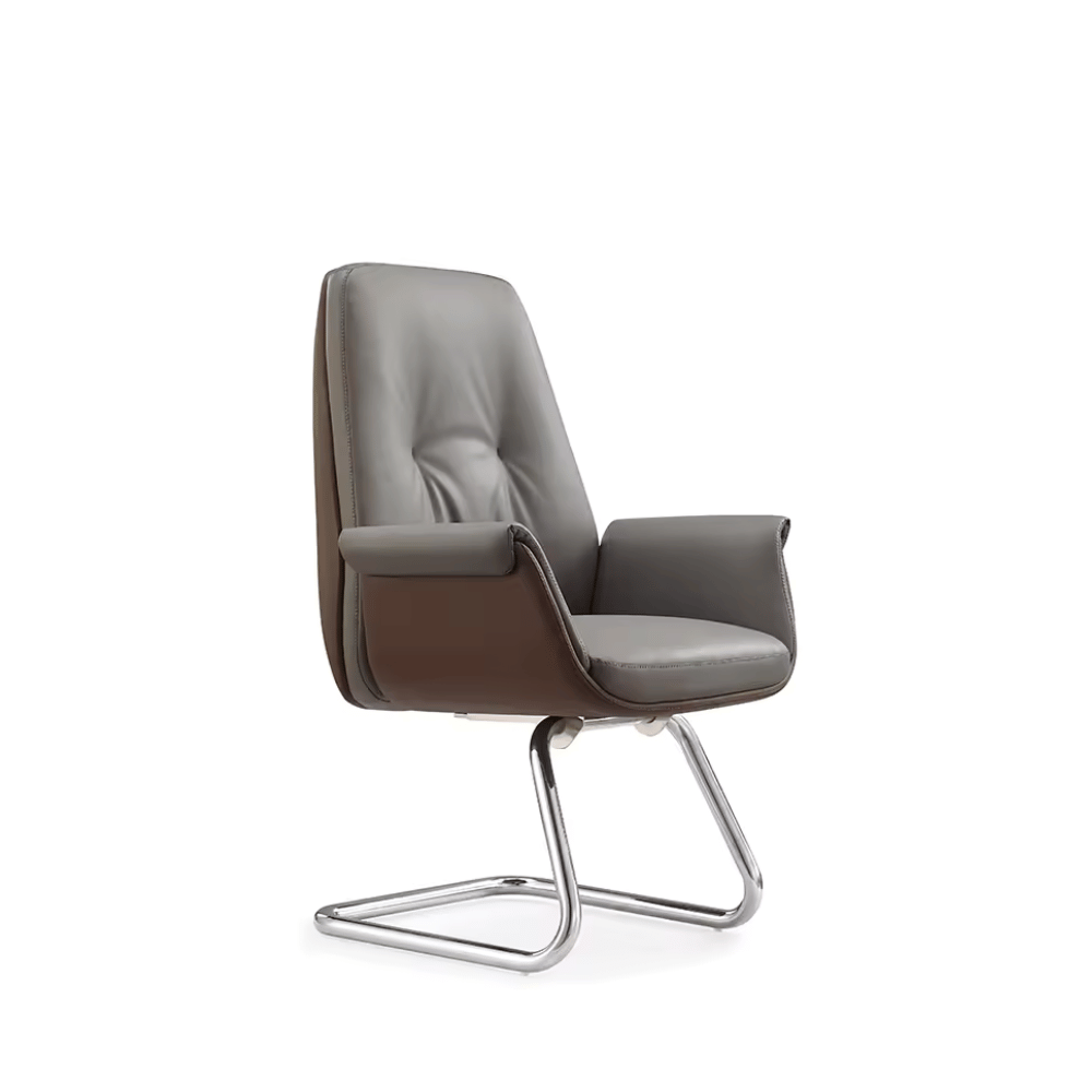 Delta-V Mid Back Office Leather Visitor Meeting Cantilever Chair - Gavisco Office Furniture