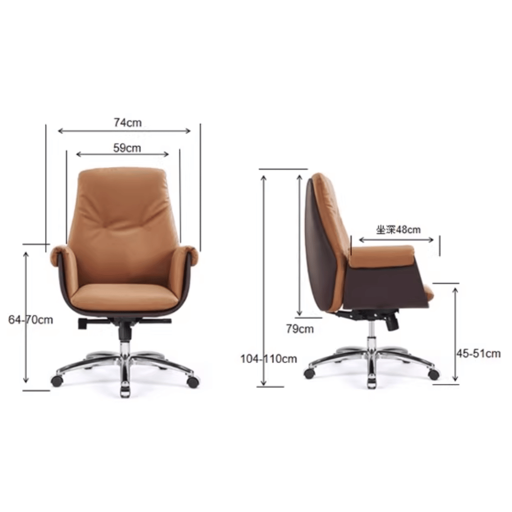 Delta-M Mid Back Office Leather Executive Chair - Gavisco Office Furniture