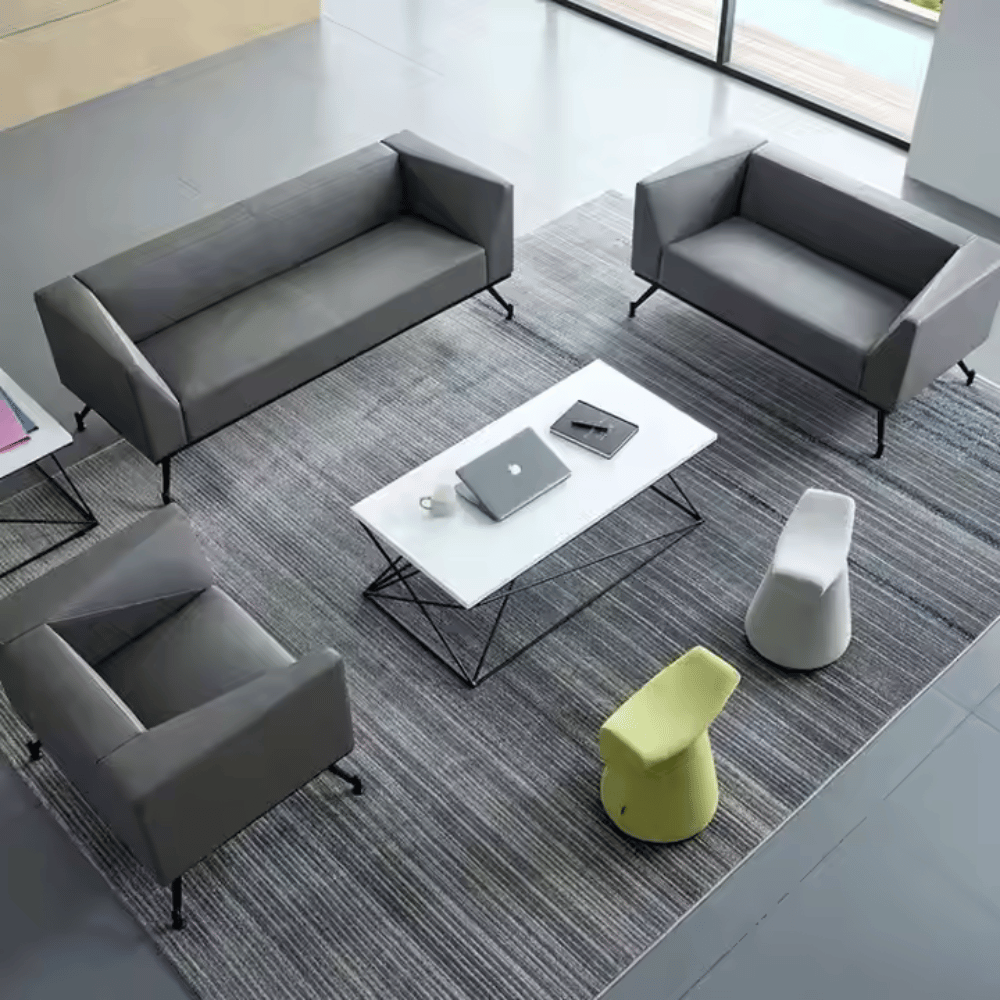 Diagonal Three Seater Leather Office Meeting Lounge Sofa