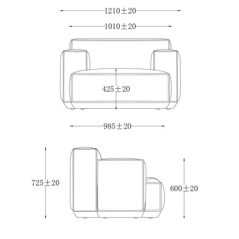 Diamond Single Seater Square Arm Lounge Sofa