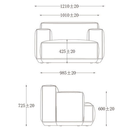 Diamond Single Seater Square Arm Lounge Sofa