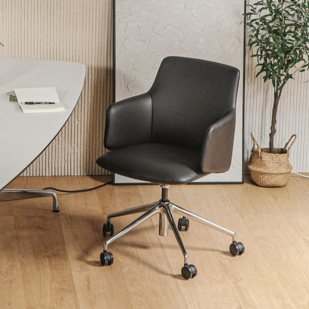 Dolphin Mid Back Office Leather Conference Meeting Chair