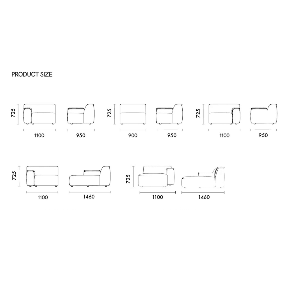 Double Skin Milk Modern Sectional Chaise Sofa