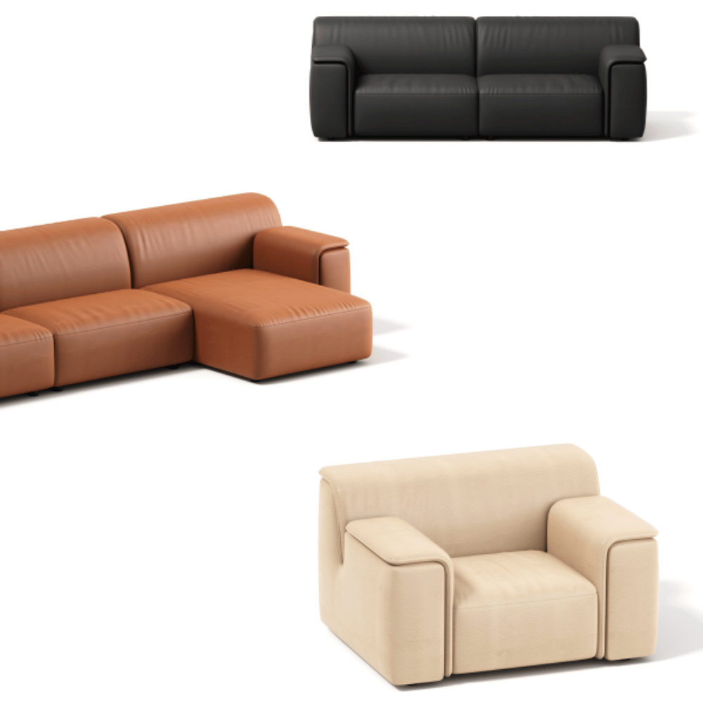 Double Skin Milk Modern Sectional Chaise Sofa