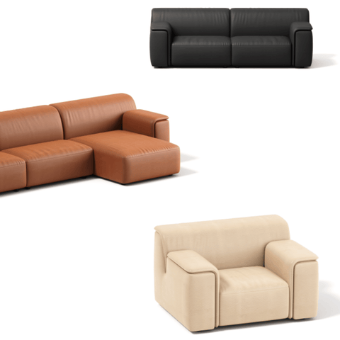 Double Skin Milk Modern Sectional Chaise Sofa