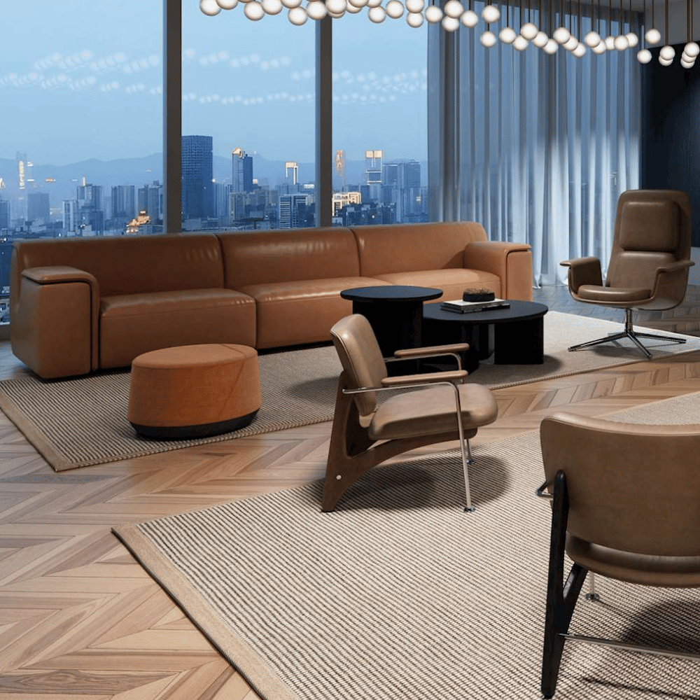 Double Skin Milk Modern Sectional Chaise Sofa