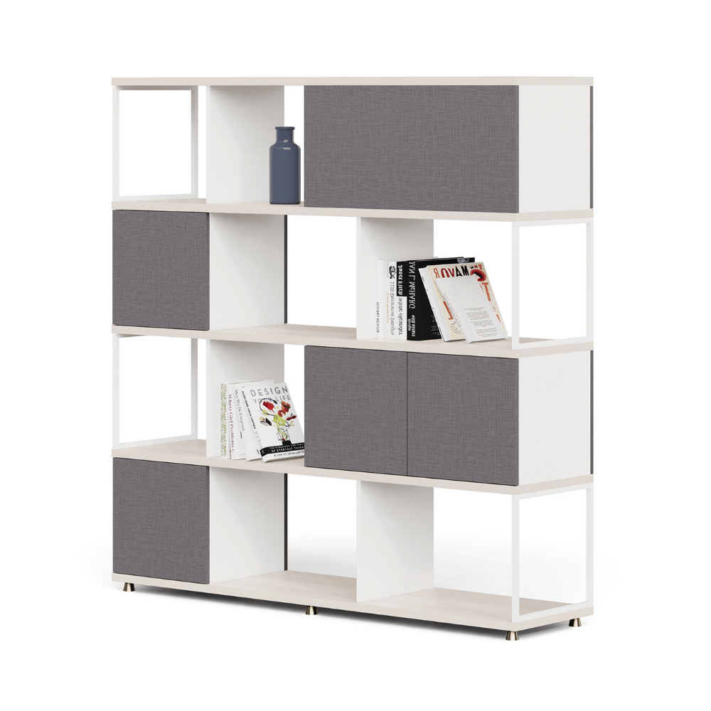 Dual-C Office Wooden Double Sided Partition Open Shelf Bookcase