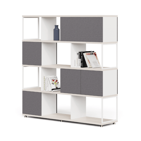 Dual-C Office Wooden Double Sided Partition Open Shelf Bookcase