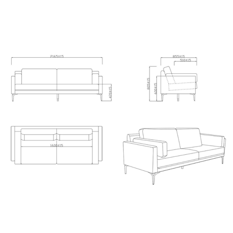 Duca Three Seater Commercial Leather Lounge Sofa