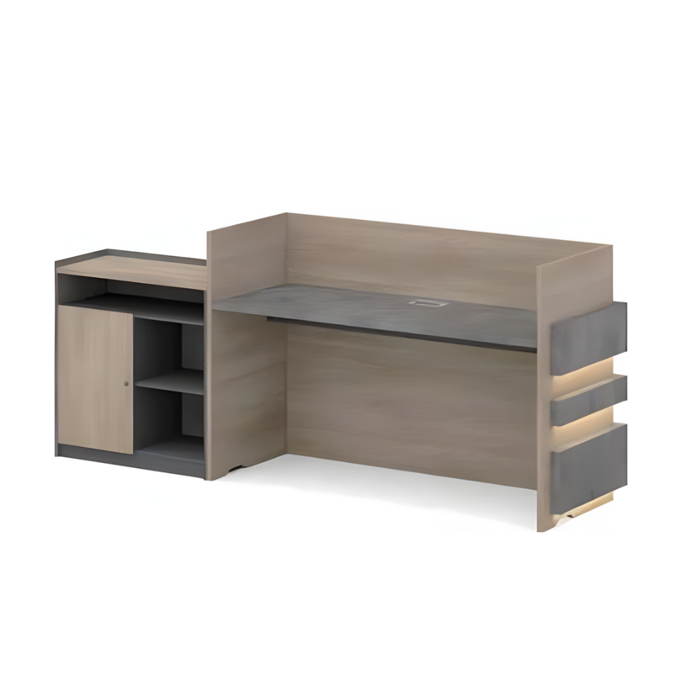 Durant Industrial Office Reception Counter Desk with LED Light and Storage Cabinet - Gavisco Office Furniture