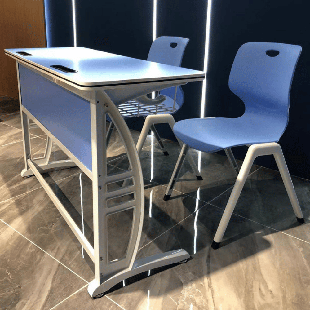 Duties Metal Frame School Desk and Chair Set