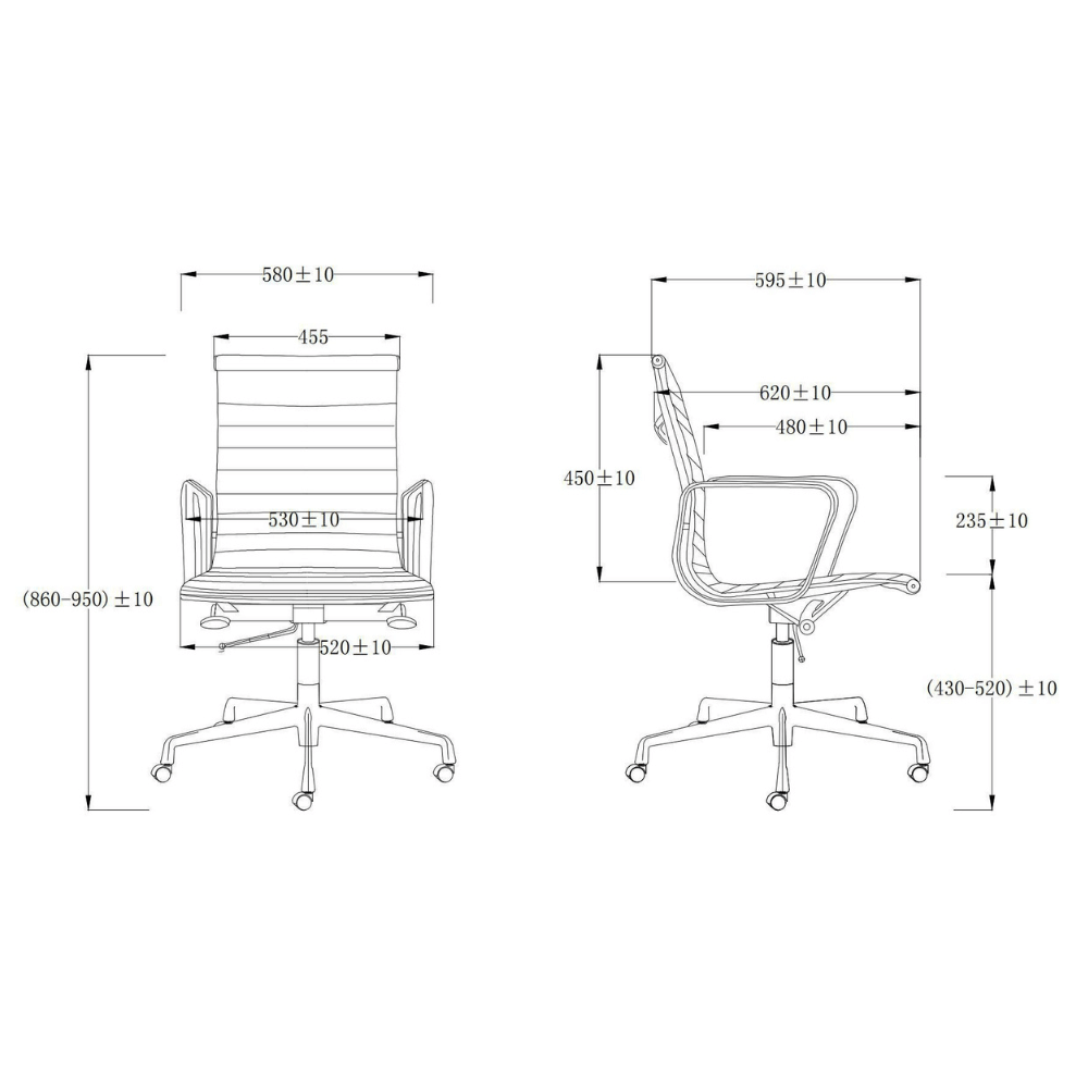 Eames-M 中背辦公室真皮會客椅辦公椅