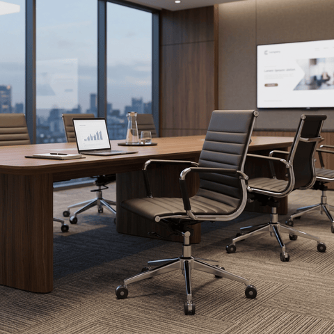Eames2-M Mid Back Office Leather Conference Meeting Chair