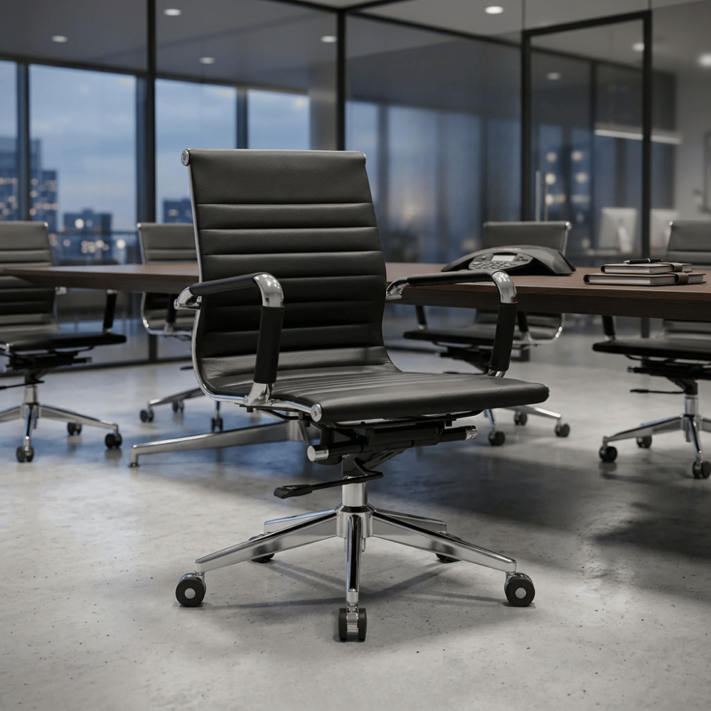 Eames2-M Mid Back Office Leather Conference Meeting Chair
