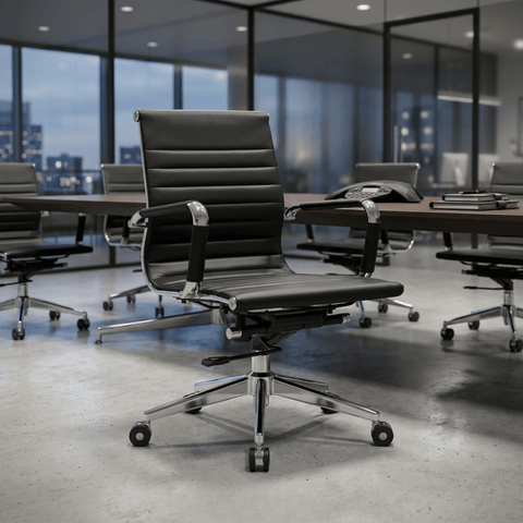 Eames2-M Mid Back Office Leather Conference Meeting Chair