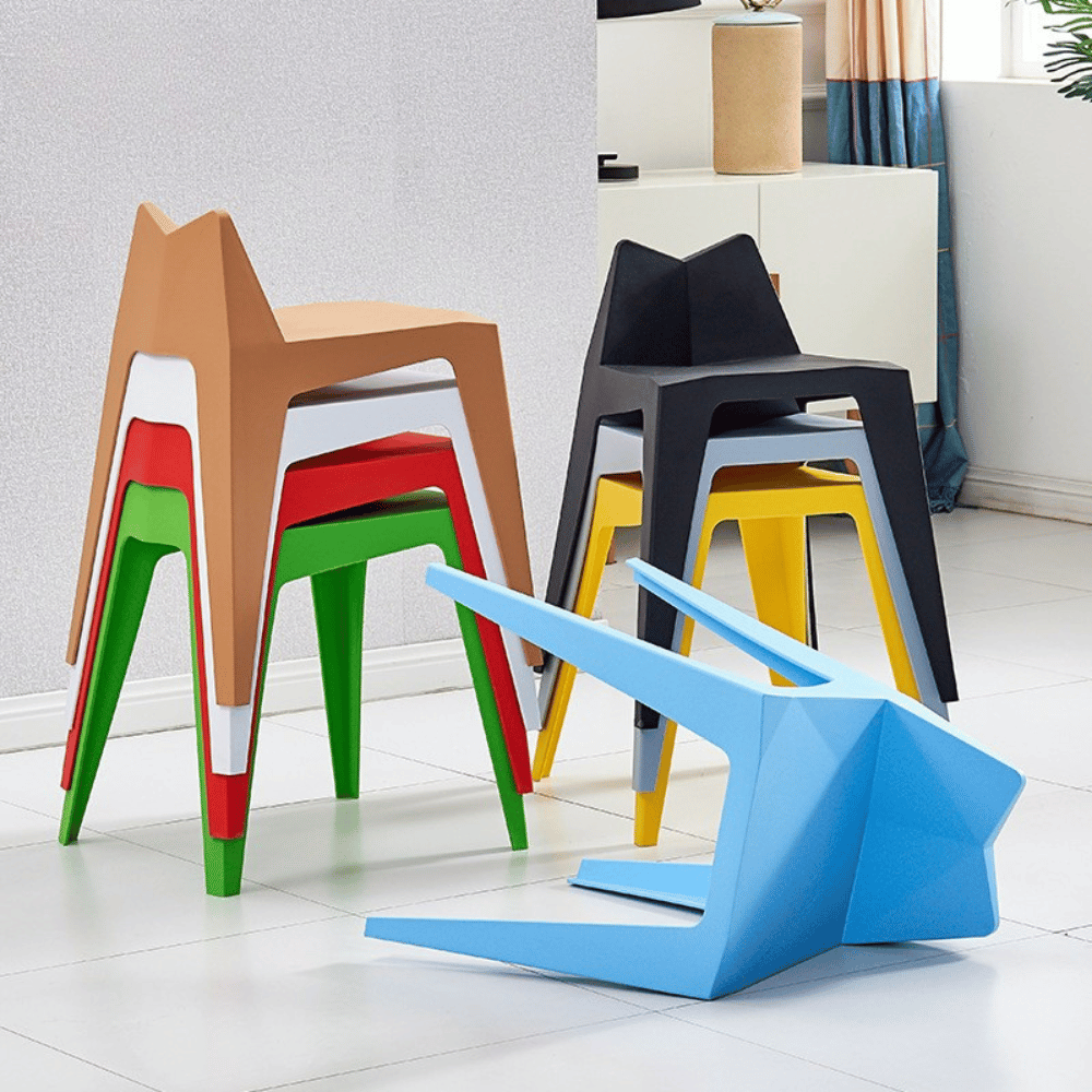 Edge Low Back Stackable Plastic Round Stool