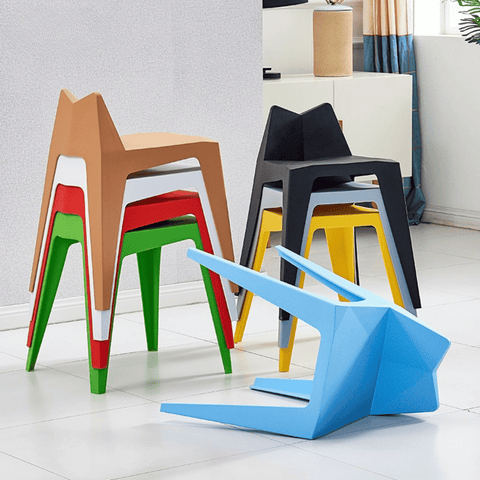Edge Low Back Stackable Plastic Round Stool