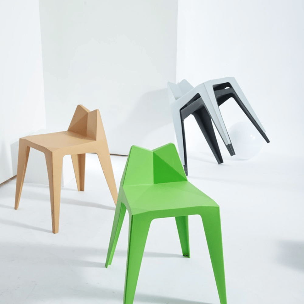 Edge Low Back Stackable Plastic Round Stool