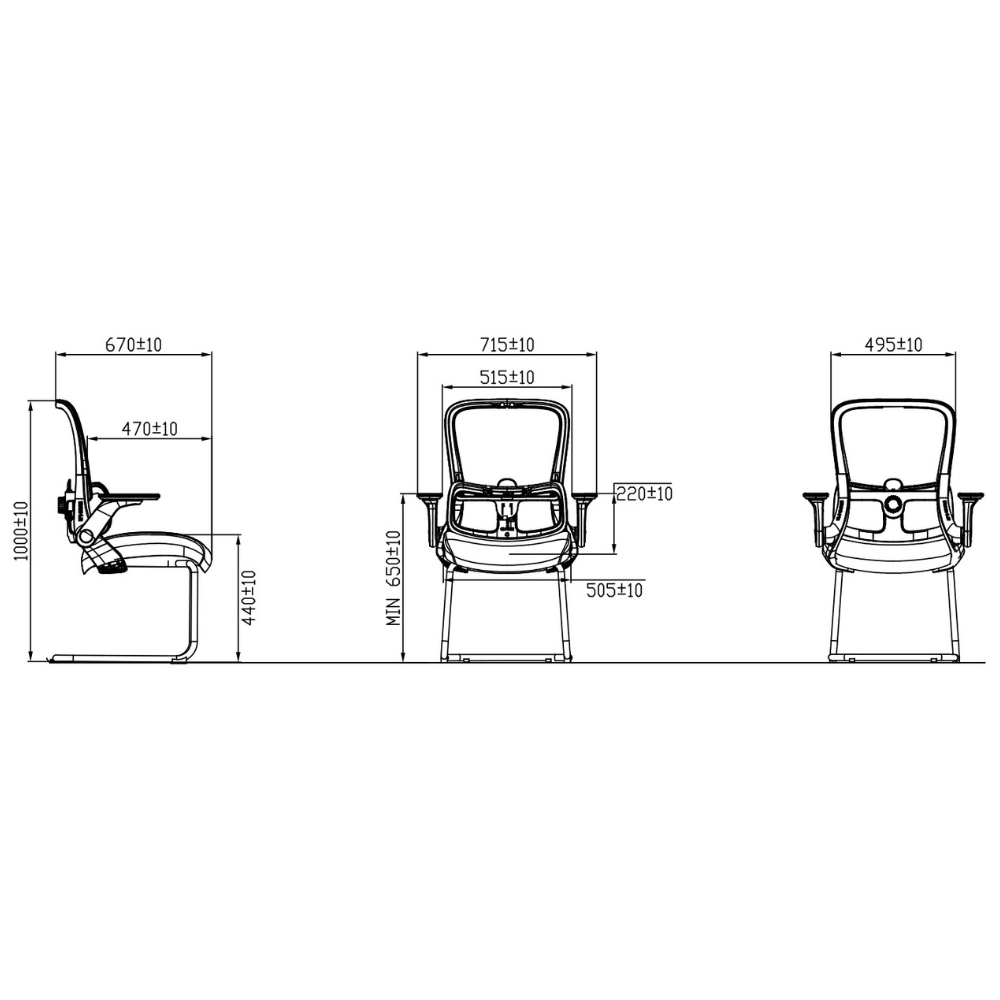 Ergo-V Mid Back Flip Armrest Conference Meeting Cantilever Chair