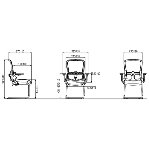 Ergo-V Mid Back Flip Armrest Conference Meeting Cantilever Chair