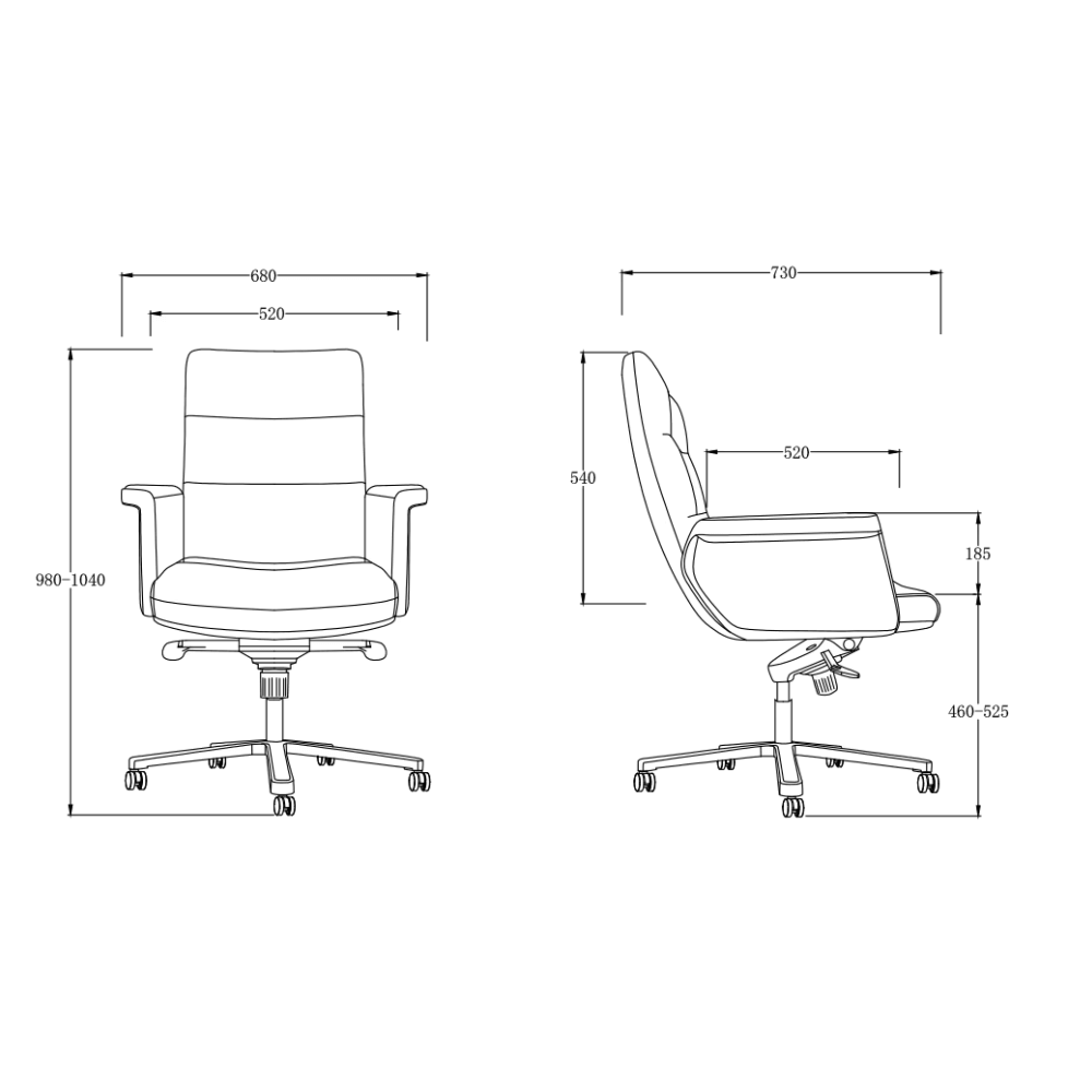 Erica-M Mid Back Leather Office Executive Chair - Gavisco Office Furniture