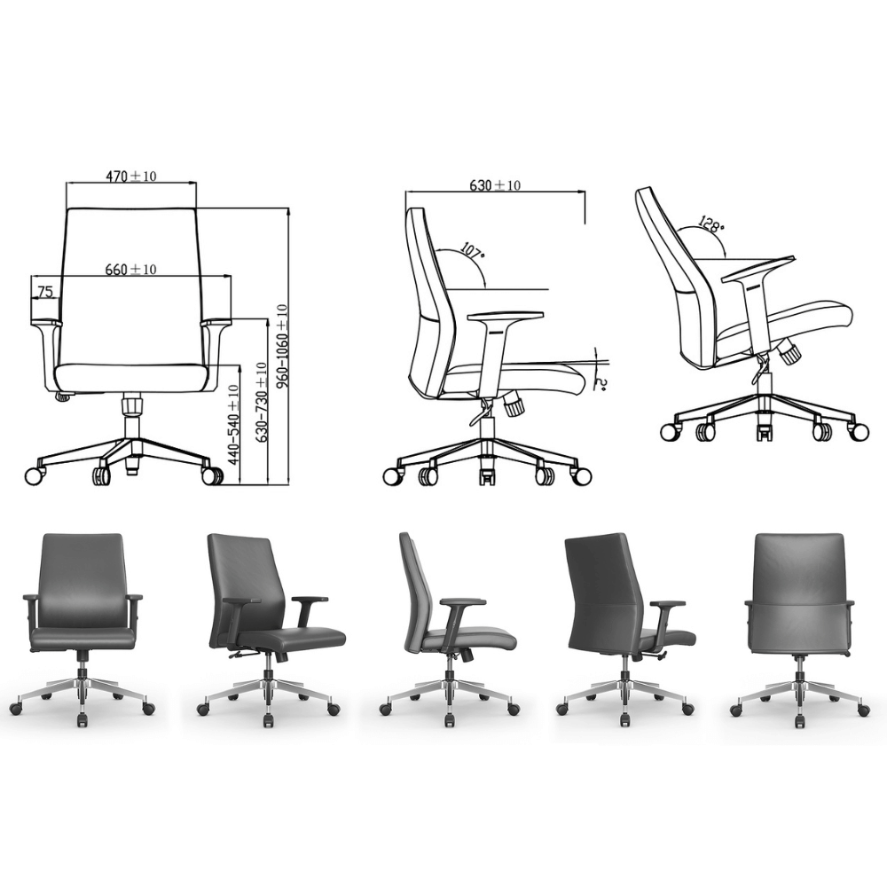 Essence-M Mid Back Office Leather Conference Meeting Chair