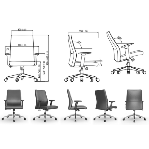 Essence-M Mid Back Office Leather Conference Meeting Chair