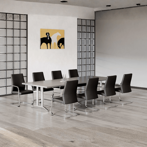 Essence-V Mid Back Office Leather Conference Meeting Cantilever Chair