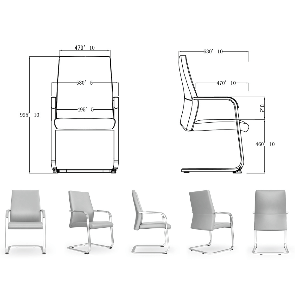 Essence-V Mid Back Office Leather Conference Meeting Cantilever Chair