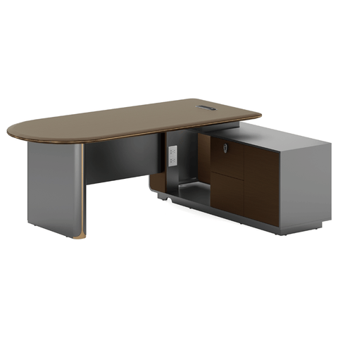 Fantasy-A Modern Office Executive Desk with Side Return Cabinet