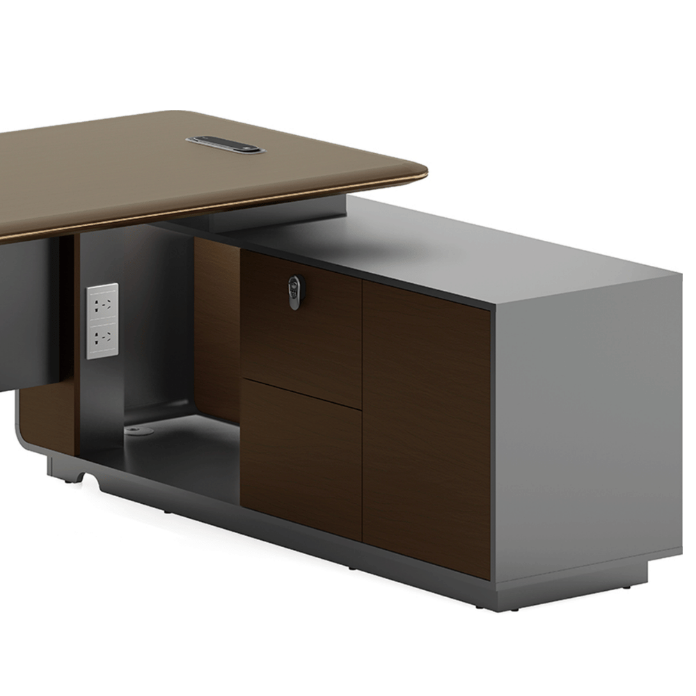 Fantasy-A Modern Office Executive Desk with Side Return Cabinet