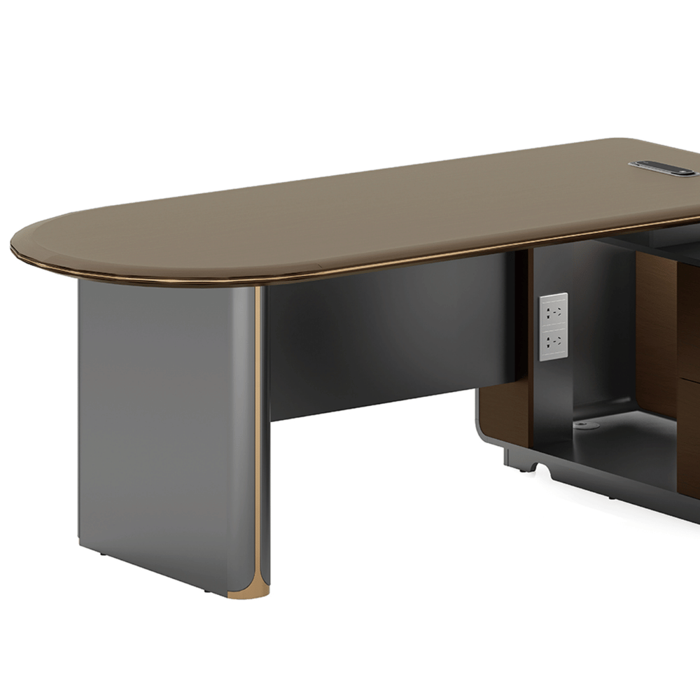 Fantasy-A Modern Office Executive Desk with Side Return Cabinet