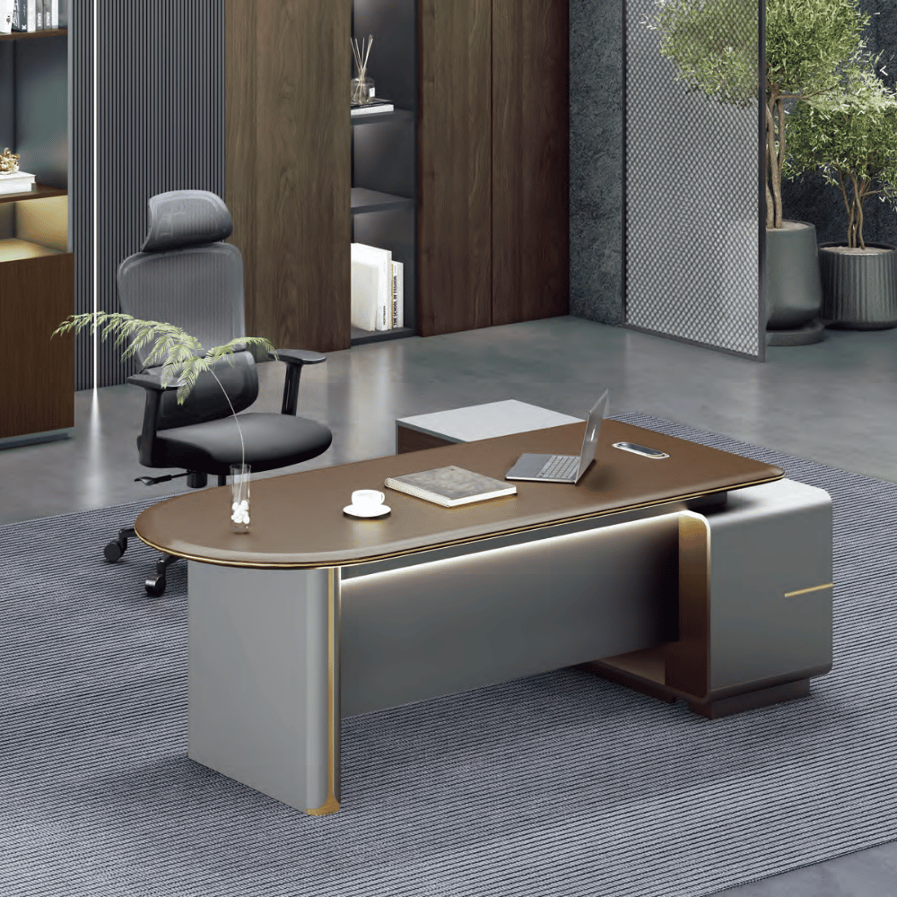 Fantasy-A Modern Office Executive Desk with Side Return Cabinet