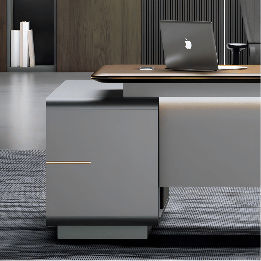 Fantasy-A Modern Office Executive Desk with Side Return Cabinet