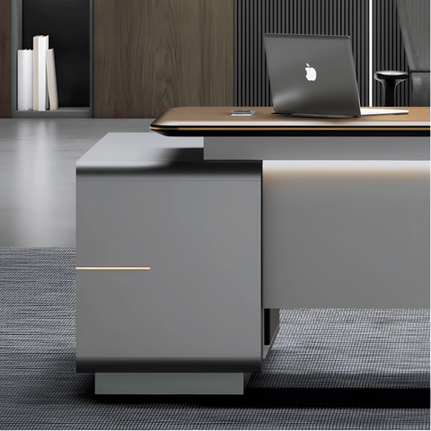 Fantasy-A Modern Office Executive Desk with Side Return Cabinet