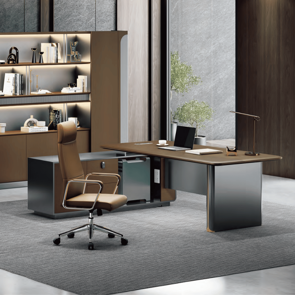 Fantasy-B Modern Office Executive Desk with Side Return Cabinet