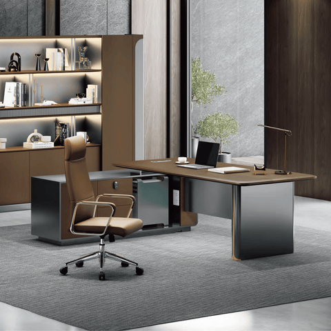 Fantasy-B Modern Office Executive Desk with Side Return Cabinet