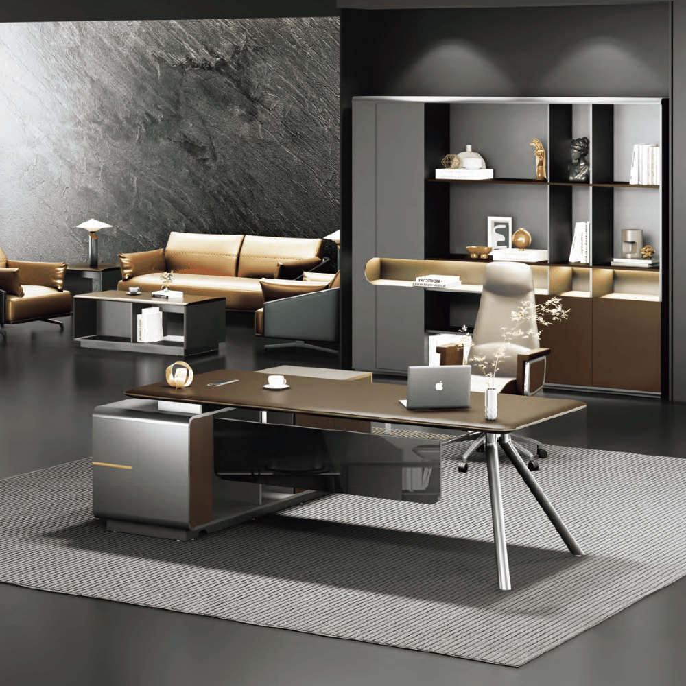Fantasy-C Modern Office Executive Desk with Side Return Cabinet