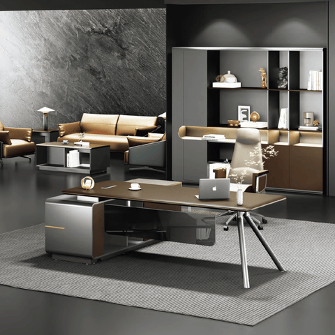 Fantasy-C Modern Office Executive Desk with Side Return Cabinet