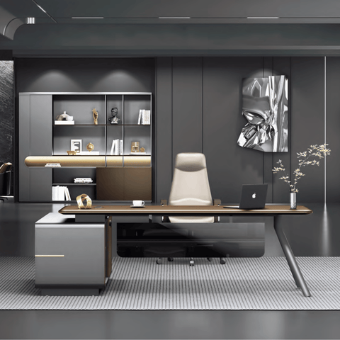 Fantasy-C Modern Office Executive Desk with Side Return Cabinet